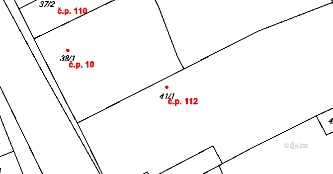 Luštěnice 112 na parcele st. 41/1 v KÚ Luštěnice, Katastrální mapa