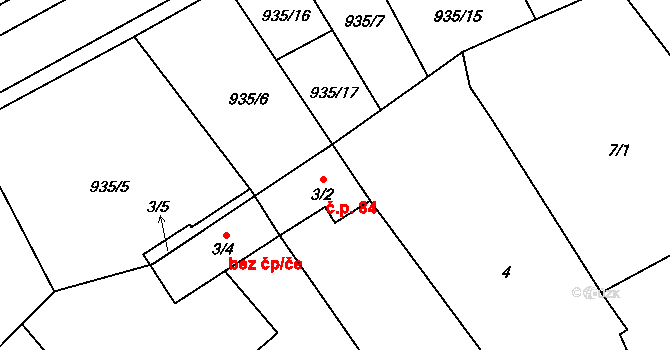 Kunovice 84 na parcele st. 3/2 v KÚ Kunovice, Katastrální mapa