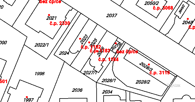 Smíchov 1184, Praha na parcele st. 2026 v KÚ Smíchov, Katastrální mapa