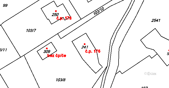 Prostřední Staré Buky 176, Staré Buky na parcele st. 241 v KÚ Prostřední Staré Buky, Katastrální mapa