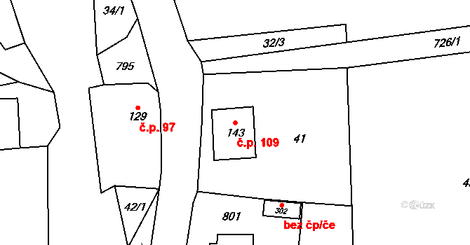 Andělská Hora 109, Chrastava na parcele st. 143 v KÚ Andělská Hora u Chrastavy, Katastrální mapa