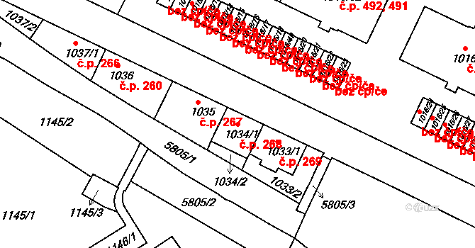 Liberec V-Kristiánov 268, Liberec na parcele st. 1034/1 v KÚ Liberec, Katastrální mapa