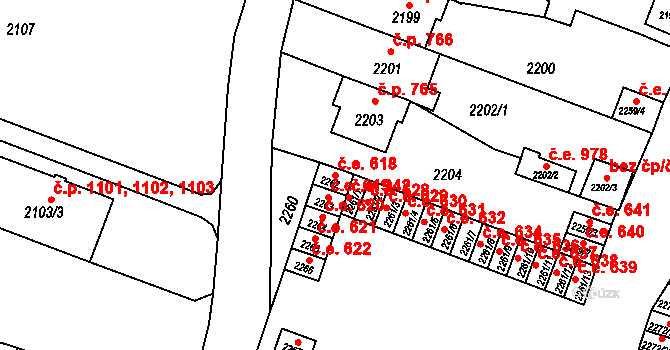 Kuřim 618 na parcele st. 2262 v KÚ Kuřim, Katastrální mapa