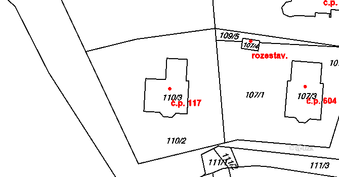 Šenov u Nového Jičína 117 na parcele st. 110/3 v KÚ Šenov u Nového Jičína, Katastrální mapa