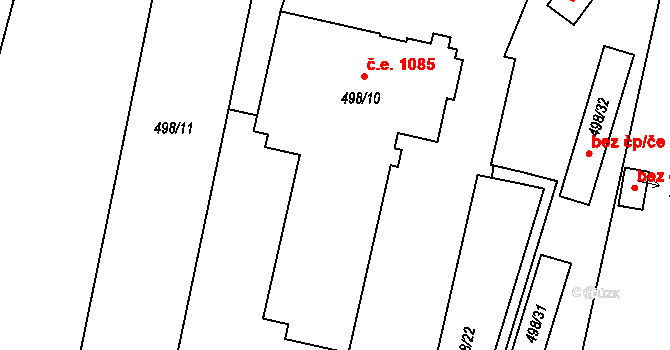 Kovářov 1085, Frymburk na parcele st. 498/10 v KÚ Frymburk, Katastrální mapa