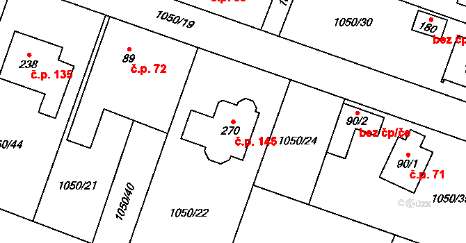 Podvihov 145, Opava na parcele st. 270 v KÚ Podvihov, Katastrální mapa