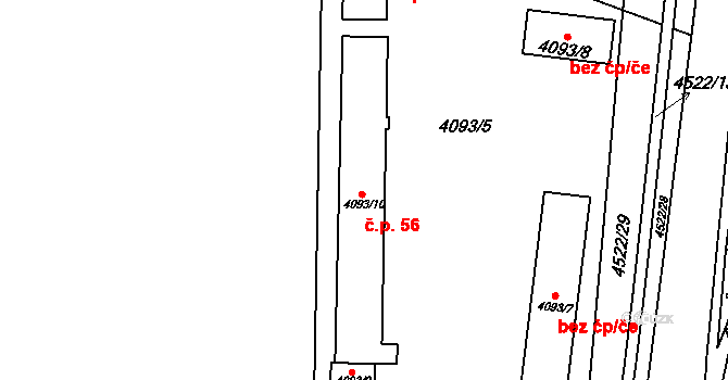 Hlouška 56, Kutná Hora na parcele st. 4093/10 v KÚ Kutná Hora, Katastrální mapa