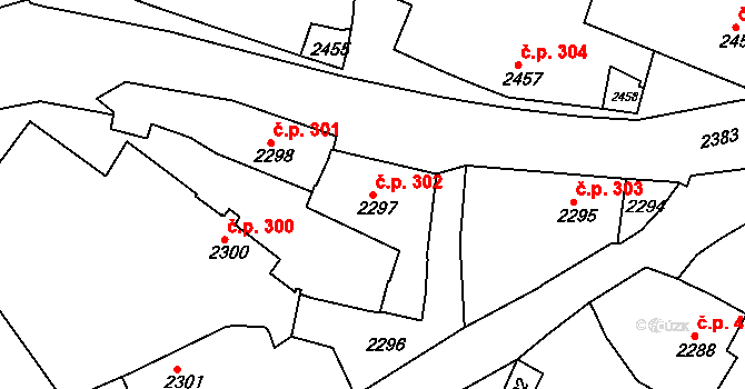 Jemnice 302 na parcele st. 2297 v KÚ Jemnice, Katastrální mapa