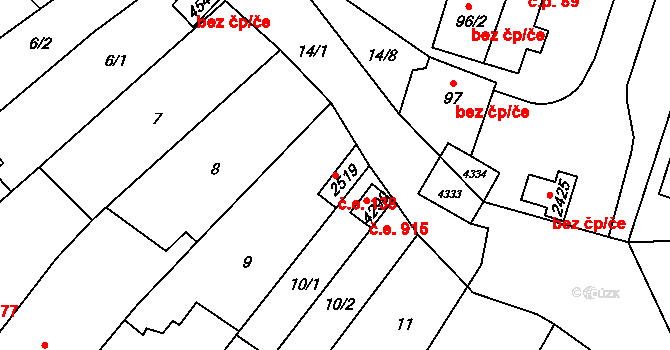 Kyjov 138 na parcele st. 2519 v KÚ Kyjov, Katastrální mapa