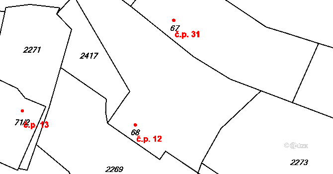 Řimovice 12 na parcele st. 68 v KÚ Řimovice, Katastrální mapa