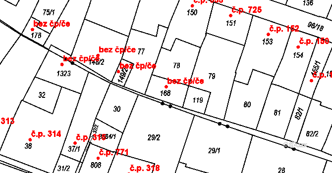 Jevíčko 40128644 na parcele st. 168 v KÚ Jevíčko-město, Katastrální mapa