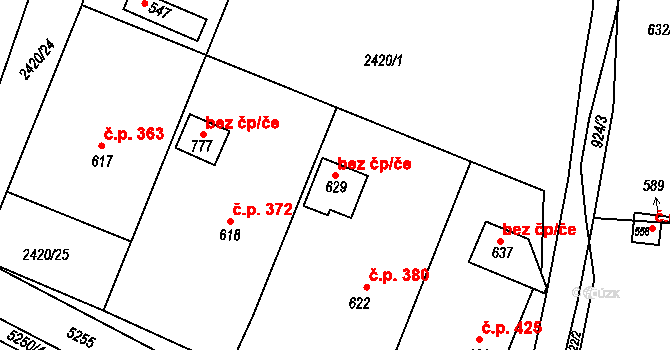 Únanov 42524644 na parcele st. 629 v KÚ Únanov, Katastrální mapa
