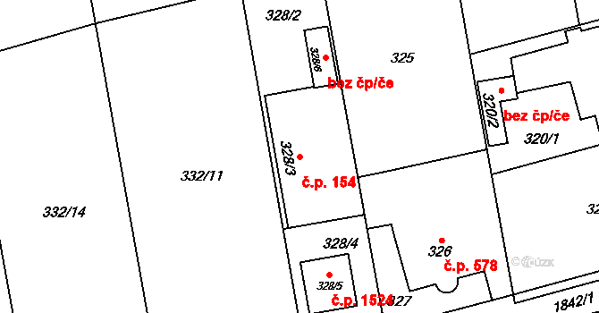 Kylešovice 154, Opava na parcele st. 328/3 v KÚ Kylešovice, Katastrální mapa