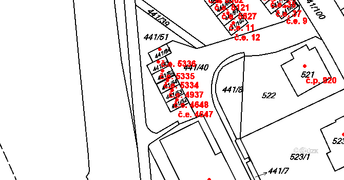 Klíše 4648, Ústí nad Labem na parcele st. 441/53 v KÚ Klíše, Katastrální mapa