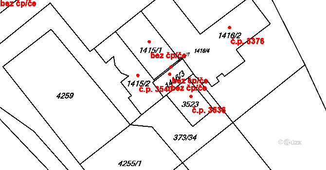 Břeclav 47066644 na parcele st. 1416/3 v KÚ Břeclav, Katastrální mapa