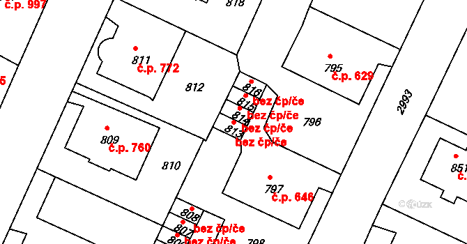Děčín 47234644 na parcele st. 813 v KÚ Děčín, Katastrální mapa