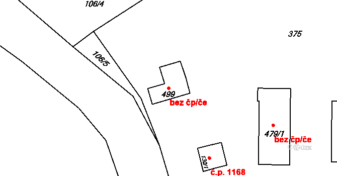 Uničov 48038644 na parcele st. 499 v KÚ Brníčko, Katastrální mapa
