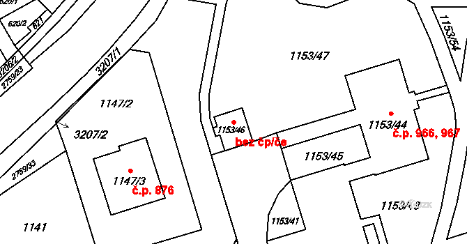 Opava 48704644 na parcele st. 1153/46 v KÚ Kylešovice, Katastrální mapa