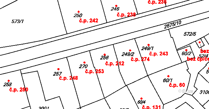 Zlechov 212 na parcele st. 256 v KÚ Zlechov, Katastrální mapa