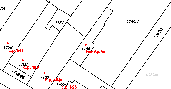 Lednice 49323644 na parcele st. 1166 v KÚ Lednice na Moravě, Katastrální mapa