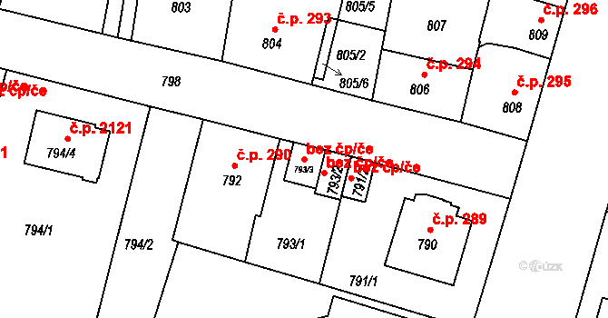 České Budějovice 49462644 na parcele st. 793/3 v KÚ České Budějovice 3, Katastrální mapa