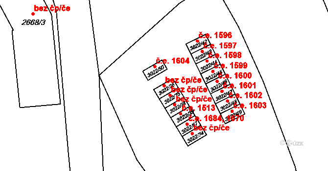 Děčín 49676644 na parcele st. 3022/76 v KÚ Děčín, Katastrální mapa