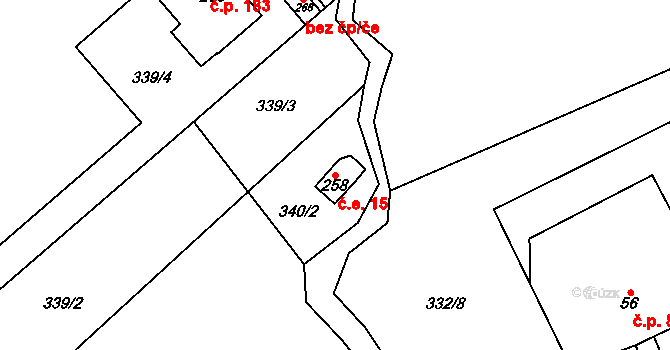 Bobr 15, Žacléř na parcele st. 258 v KÚ Bobr, Katastrální mapa