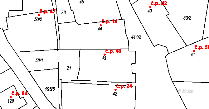 Chacholice 48, Chrast na parcele st. 43 v KÚ Chacholice, Katastrální mapa