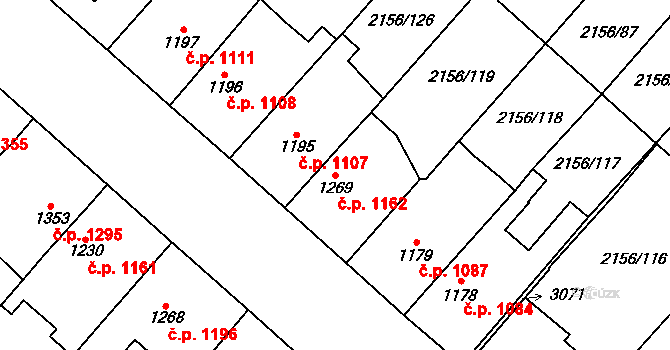 Choceň 1162 na parcele st. 1269 v KÚ Choceň, Katastrální mapa