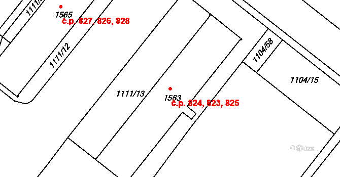 Heřmanův Městec 823,824,825 na parcele st. 1563 v KÚ Heřmanův Městec, Katastrální mapa