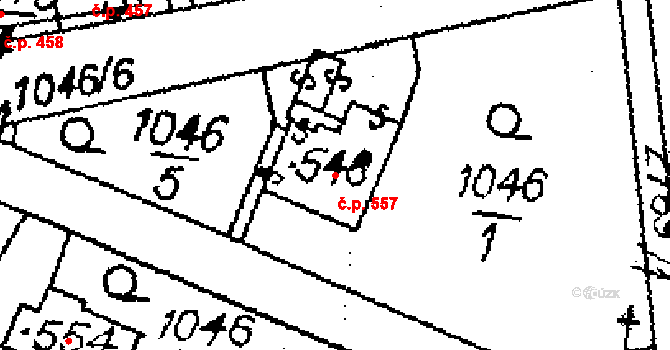 Libina 557 na parcele st. 5339 v KÚ Horní Libina, Katastrální mapa