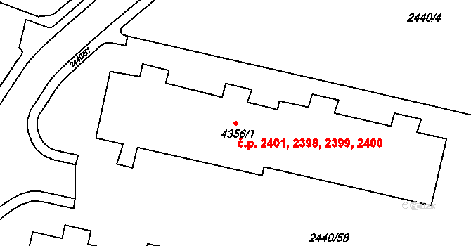 Rakovník II 2398,2399,2400,2401, Rakovník na parcele st. 4356/1 v KÚ Rakovník, Katastrální mapa