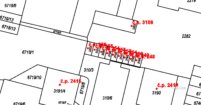 Žatec 254 na parcele st. 3200 v KÚ Žatec, Katastrální mapa