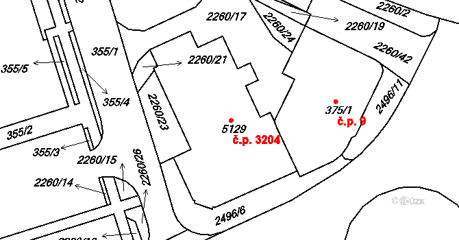 Havlíčkův Brod 3204,3205 na parcele st. 5129 v KÚ Havlíčkův Brod, Katastrální mapa