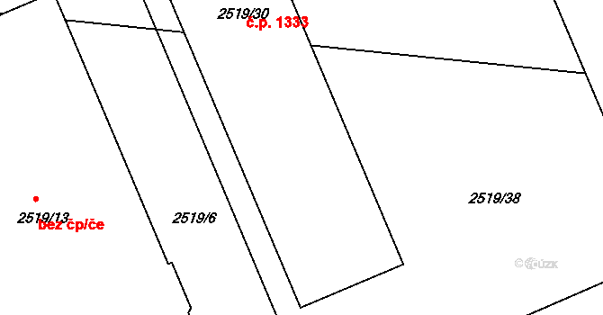 Holešov 1333 na parcele st. 2519/30 v KÚ Holešov, Katastrální mapa
