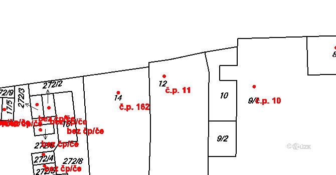 Honice 11, Stochov na parcele st. 12 v KÚ Honice, Katastrální mapa
