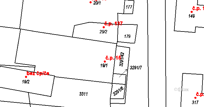 Olešnice 15 na parcele st. 19/1 v KÚ Olešnice u Trhových Svinů, Katastrální mapa