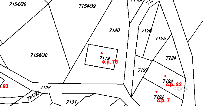 Jiřetín pod Bukovou 79 na parcele st. 7119 v KÚ Jiřetín pod Bukovou, Katastrální mapa
