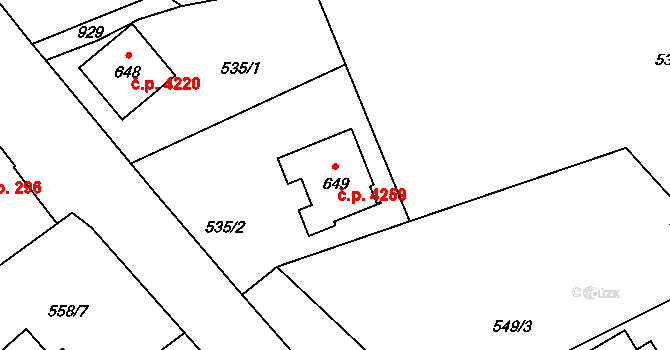 Kokonín 4259, Jablonec nad Nisou na parcele st. 649 v KÚ Kokonín, Katastrální mapa