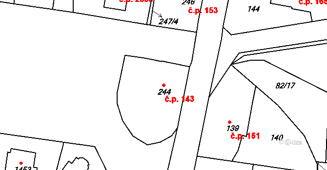 Roztoky 143 na parcele st. 244 v KÚ Roztoky u Prahy, Katastrální mapa