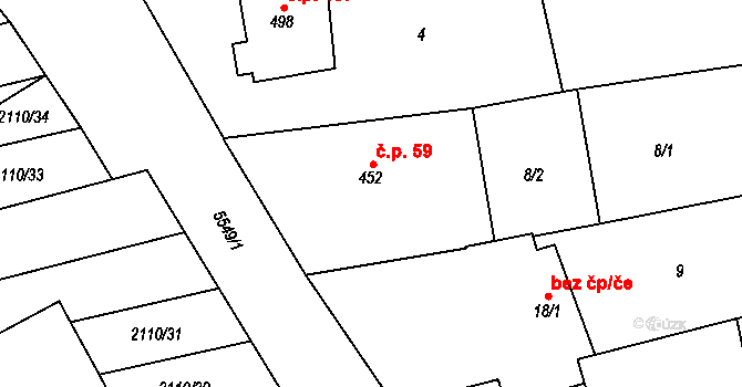 Archlebov 59 na parcele st. 452 v KÚ Archlebov, Katastrální mapa