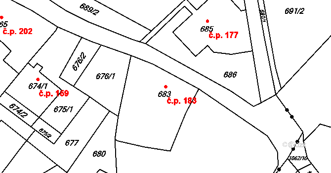Janovice 183, Rýmařov na parcele st. 683 v KÚ Janušov, Katastrální mapa
