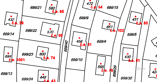 Dolní Sklenov 31, Hukvaldy na parcele st. 456 v KÚ Sklenov, Katastrální mapa