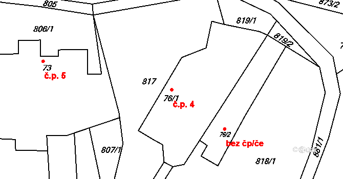 Malechovice 4, Libošovice na parcele st. 76/1 v KÚ Malechovice, Katastrální mapa