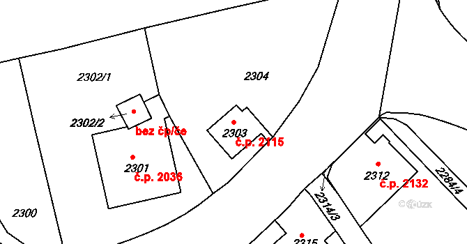 Ústí nad Labem-centrum 2115, Ústí nad Labem na parcele st. 2303 v KÚ Ústí nad Labem, Katastrální mapa