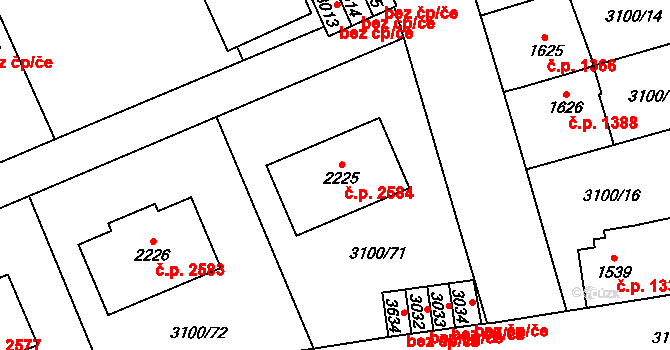 Břeclav 2584 na parcele st. 2225 v KÚ Břeclav, Katastrální mapa
