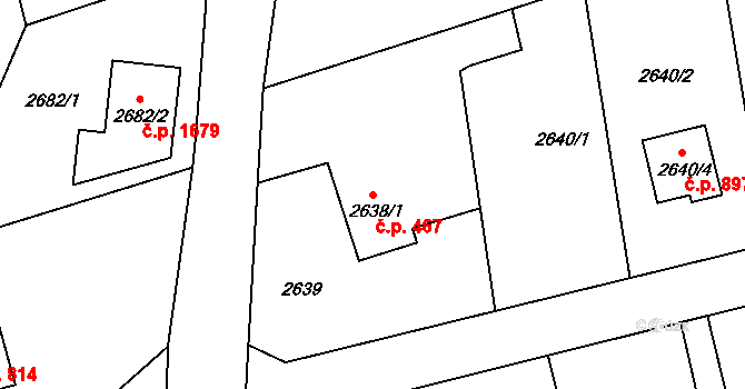 Frýdlant 467, Frýdlant nad Ostravicí na parcele st. 2638/1 v KÚ Frýdlant nad Ostravicí, Katastrální mapa