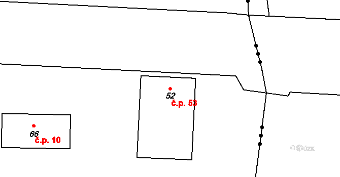 Pístina 53 na parcele st. 52 v KÚ Pístina, Katastrální mapa