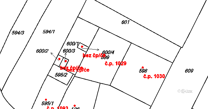 Holešovice 1029, Praha na parcele st. 599 v KÚ Holešovice, Katastrální mapa