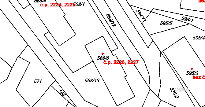 Česká Lípa 2226,2227 na parcele st. 568/6 v KÚ Česká Lípa, Katastrální mapa